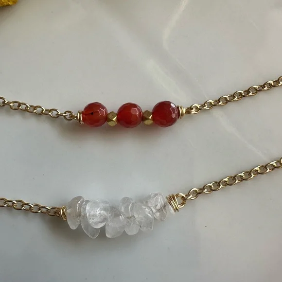 Crystal Quartz and Carnelian Necklace Set - Picture 3 of 6
